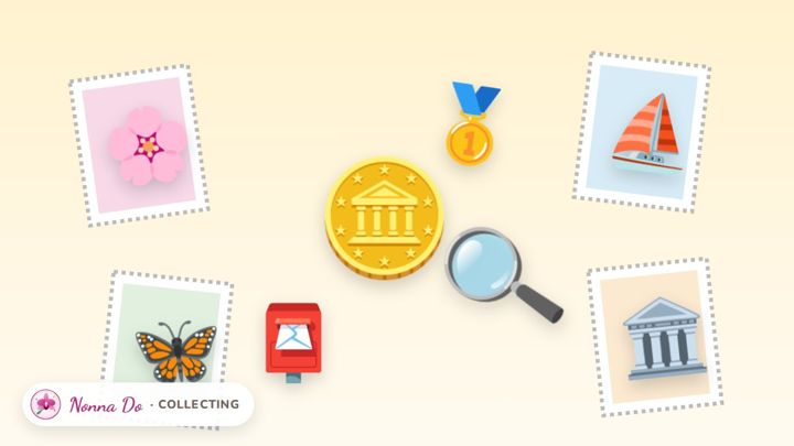 Stamps and coins ready for the album